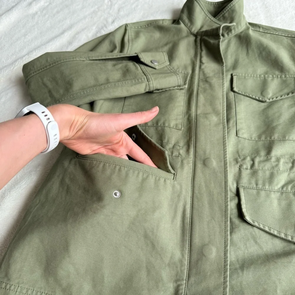Everlane The Modern Utility Long Sleeve Zip Green Jacket S - Picture 8 of 14